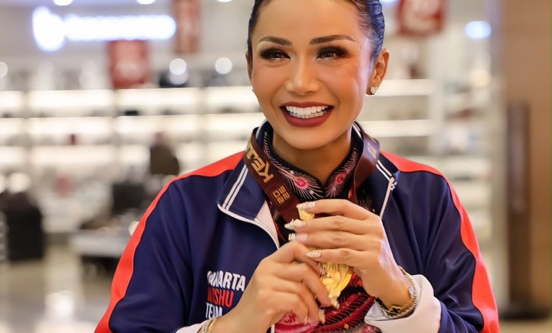 Kris Dayanti meraih juara 1 Shanzi Group E Female di Kejurnas Wushu Kungfu 2026